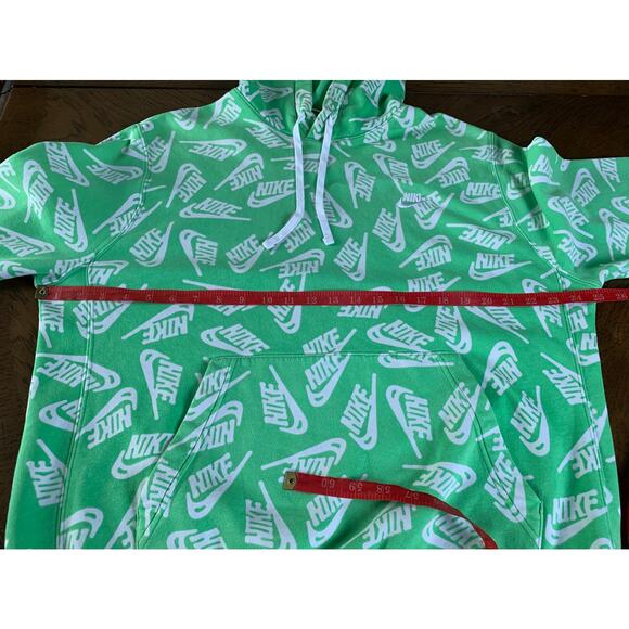 Nike Sport Essentials All Over Logo Print Hoodie In Green Sz XL - Picture 8 of 9